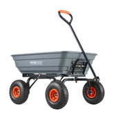 VEVOR front view of dump cart showing sturdy bed and frame for heavy loads