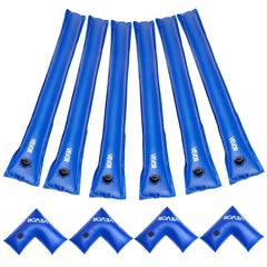 VEVOR front view of pool cover water bag showing durable PVC and benefit of secure anchoring