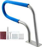 VEVOR pool rail front view showing sturdy stainless support and improved safety
