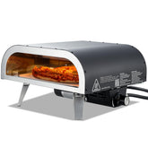 VEVOR propane outdoor pizza oven front view showing compact portability and quick setup