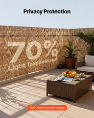 VEVOR reed fencing installed on a balcony creating privacy and maintaining airflow