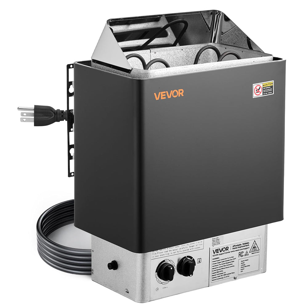 VEVOR heater front view showing compact design and quick install benefit