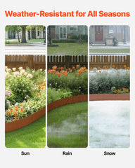 VEVOR installed curved edging around flower bed showing clean shape benefit