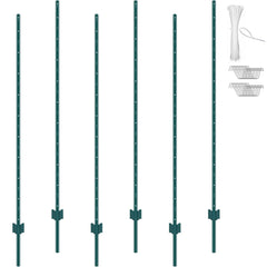 VEVOR front view of six green U-channel posts kit showing included hardware