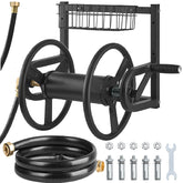 VEVOR front view of wall mounted hose reel showing compact space-saving design and capacity
