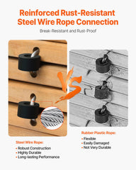 VEVOR detailed view of rust-resistant wire rope and rubber connectors