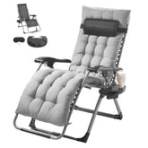 VEVOR zero gravity chair front view showing roomy seat and modern gray finish for comfort