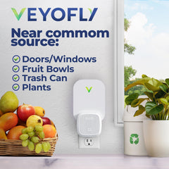 VEYOFLY unit on kitchen counter quietly trapping fruit flies without sprays