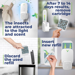 VEYOFLY device placed near fruit bowl demonstrating odorless indoor protection