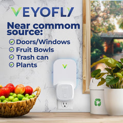 VEYOFLY side profile plugged into outlet highlighting slim low-profile fit