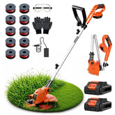 VIBOGEN front view of packaged electric string trimmer showing ready-to-use benefits