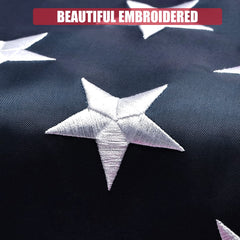 VICDRIA embroidered stars closeup demonstrating durable detailing