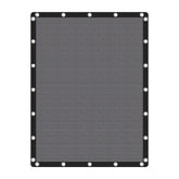 VICLLAX front view of 8x12 grey shade cloth showing full panel and fit benefits