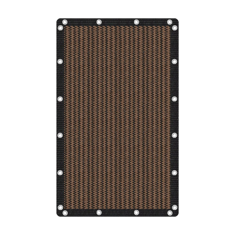 VICLLAX front view of mocha 6x10 shade cloth showing size and finish benefit