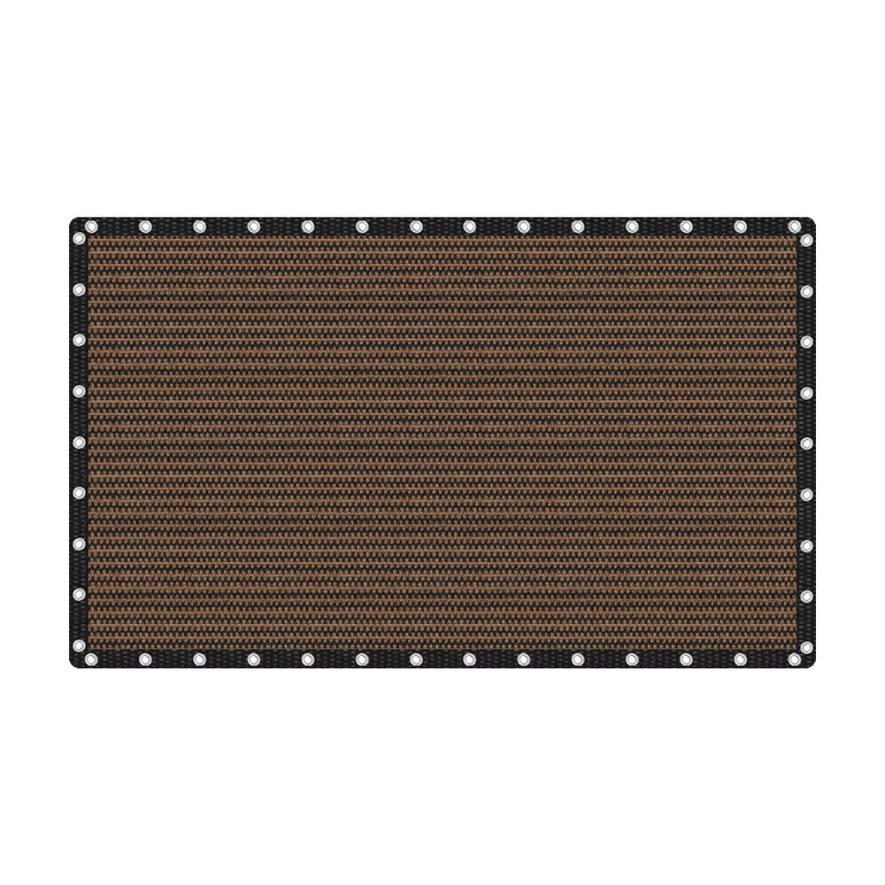 VICLLAX front view of mocha 12x20 ft shade cloth showing size and color for patio privacy