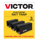 Victor front view packaging showing three traps, ideal for indoor rodent control
