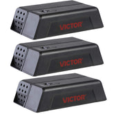 Victor front view of three traps showing compact design and discreet placement benefit