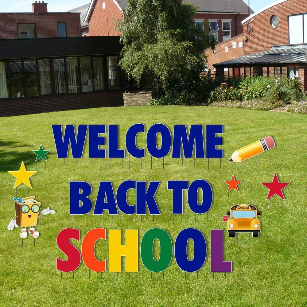 VictoryStore packaging front view showing full welcome back to school set and easy setup benefit