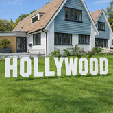 VictoryStore front view of 18-inch white Hollywood letters showing clear curbside visibility