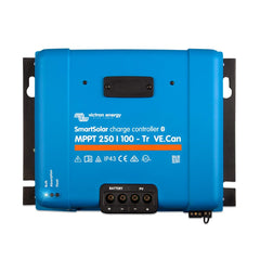 Victron Energy front panel view showing compact controller and LEDs, clear installation benefit
