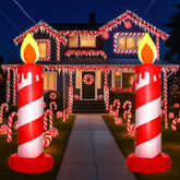 VIHOSE front view of inflatable candy cane candles showing festive curb appeal