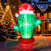 VIHOSE front view of inflatable cactus showing bright holiday design and instant curb appeal
