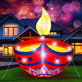 VIHOSE front view of inflatable diya showing colorful design and LED glow