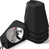 VIHOSE front view of four black faucet covers showing fit and protection