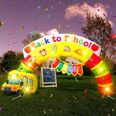VIHOSE rainbow arch front view showing complete welcome entrance and colorful school graphics