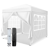 VINGLI front view of white 10x10 canopy showing shelter and brand benefit