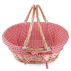 Vintiquewise front view of oval wicker basket, attractive serving presentation
