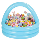 VioraWhite front view of sky blue inflatable basket showing size and festive look