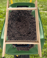 VIPMORE front view of large soil sifter showing usable surface and rim benefit