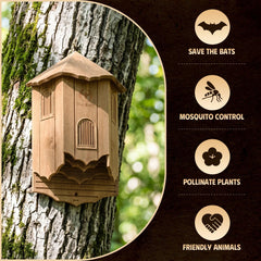 VIREESR side profile of bat house highlighting overhang and roofing for moisture protection benefit