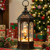 VISFLAIR front view of gingerbread nutcracker globe showing festive lighting benefit