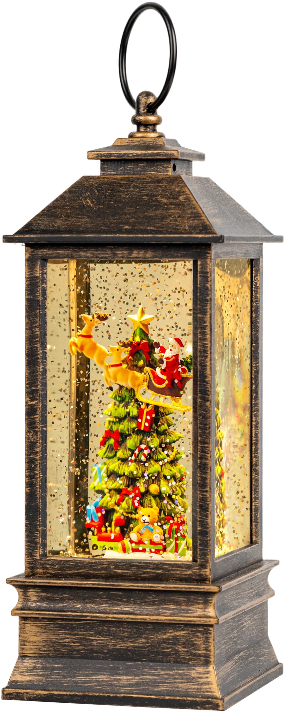 VISFLAIR front view of globe showing festive scene and bright LED accent