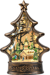 VISFLAIR front view lit church globe showing warm glow and holiday charm