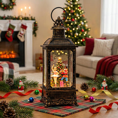VISFLAIR lit on mantel at night creating cozy musical holiday ambiance