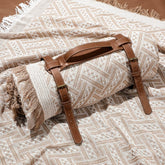 VitalCozy front folded khaki blanket showing compact carry convenience