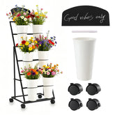 VitarBora front view of flower stand showing neat tiered display and organization