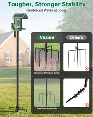 VIUBIRD pole with mounted feeder and birds demonstrating reliable support