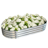 Vivagarden front view of assembled metal raised bed showing durable construction and neat finish