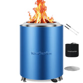 Vivagarden front view showing compact blue tabletop fire pit and tidy profile, ideal portability