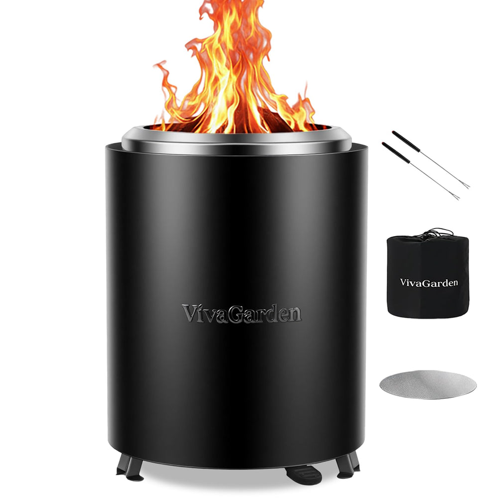 Vivagarden front view tabletop fire pit showing compact design and portability