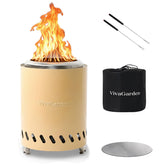 Vivagarden front view of tabletop fire pit showing compact design and portability