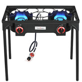 vivicreate front view assembled grill showing dual burners and sturdy frame benefit fast cooking