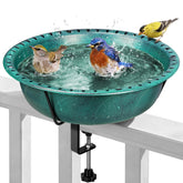 VIVOHOME front view of deck-mounted bird bath showing decorative bronze finish and bowl