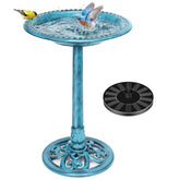 VIVOHOME bird bath front view showing blue finish and pedestal benefit: visual curb appeal