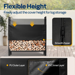 VIVOHOME rack filled with stacked logs showing ventilation and neat firewood access