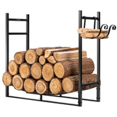 VIVOHOME front view of steel log rack showing stable storage benefit